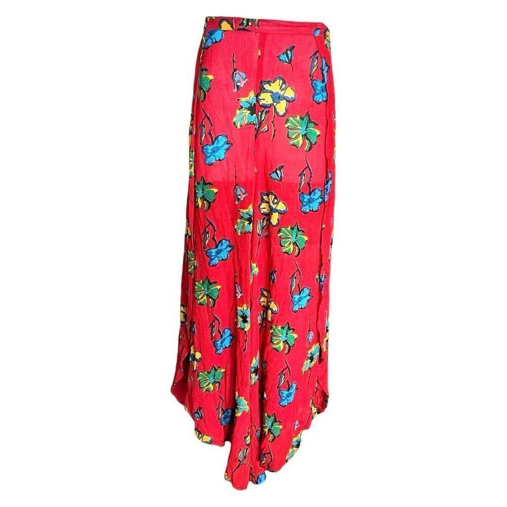 Womens True Destiny Gorgeous Vibrant Red Floral Print Pallazo Pants - Sz XL
